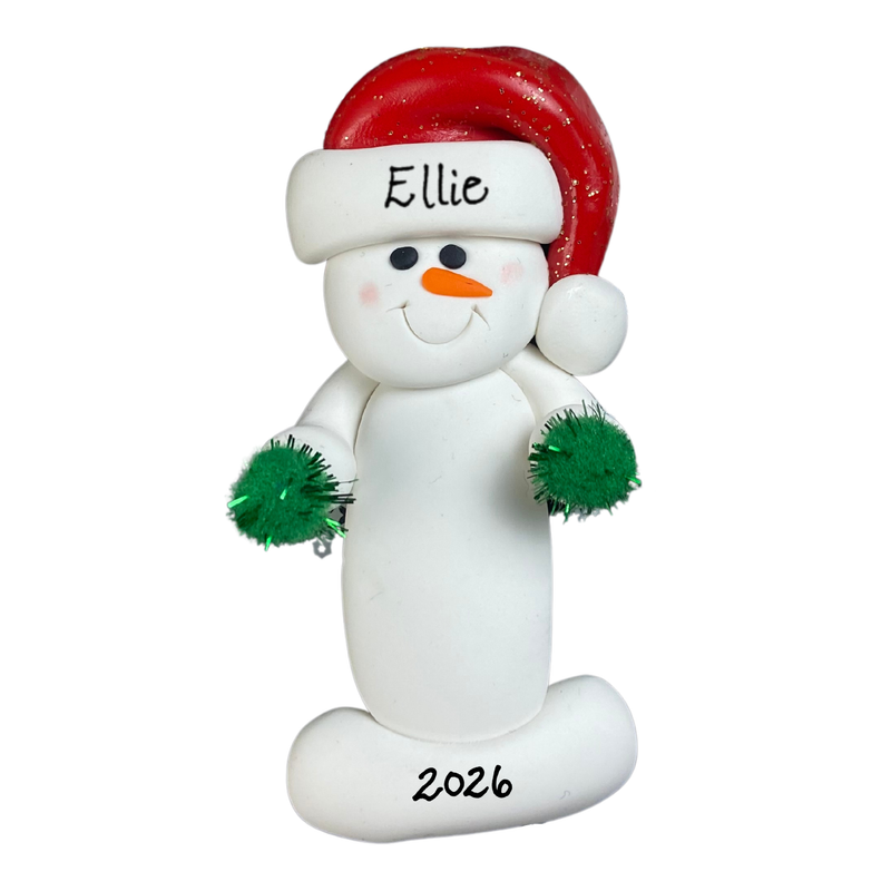 Snowman Cheerleader Christmas Ornament - Green