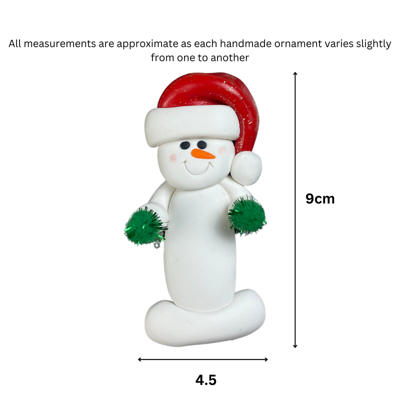 Snowman Cheerleader Christmas Ornament - Green