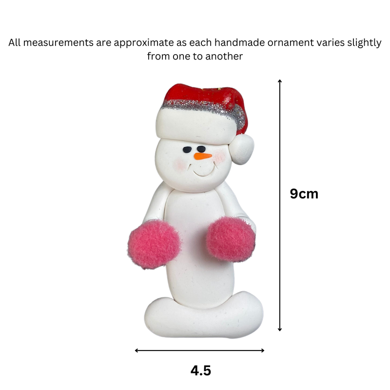 Snowman Cheerleader Christmas Ornament - Pink