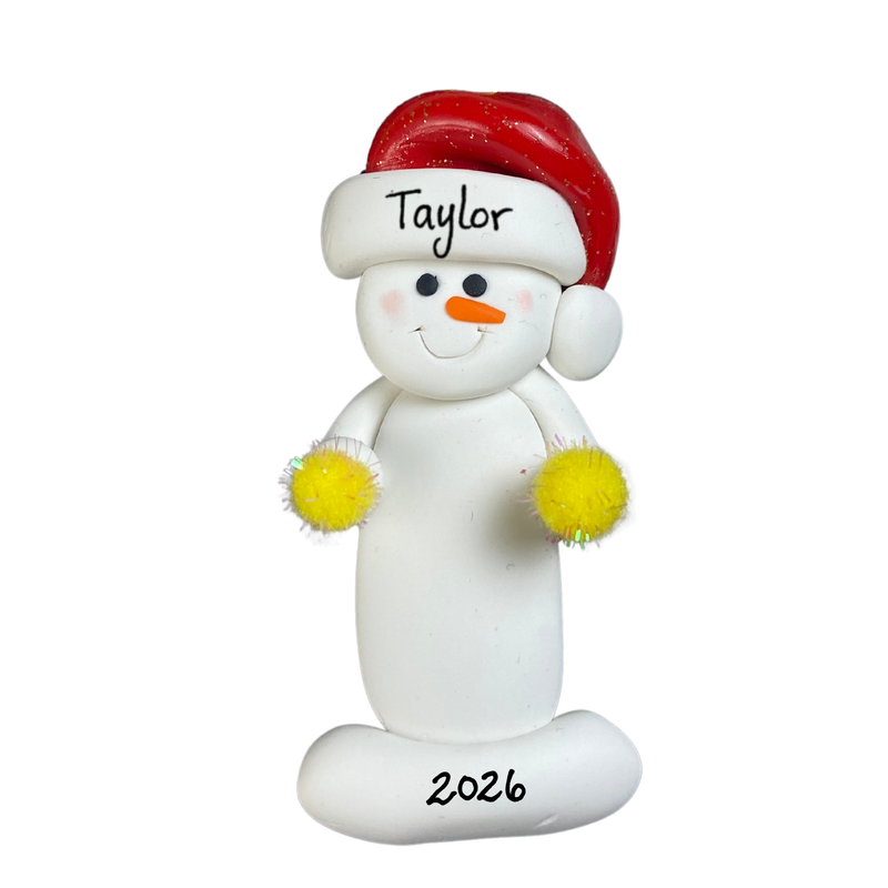 Snowman Cheerleader Christmas Ornament - Yellow
