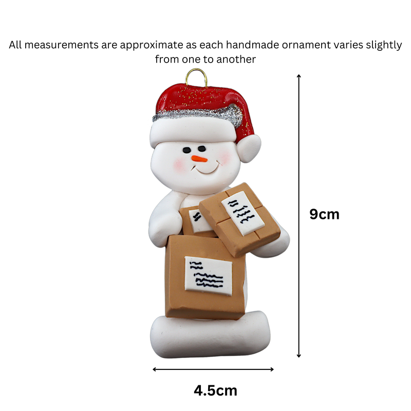 Snowman Courier Christmas Ornament