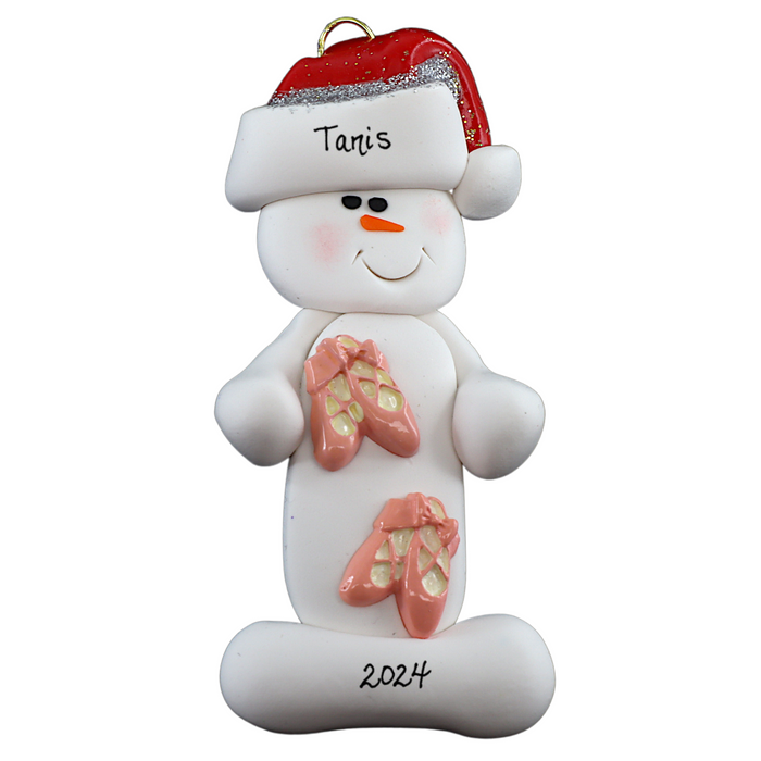 Snowman Dancer Ornament - Pink