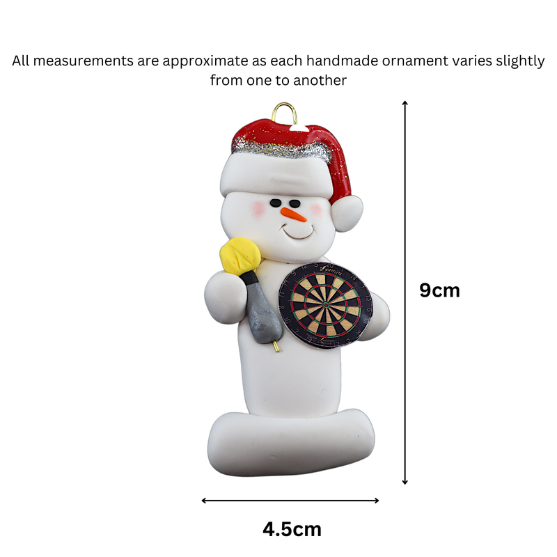 Snowman Dart Player Christmas Ornament