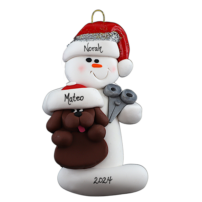 Snowman Dog Groomer Christmas Ornament