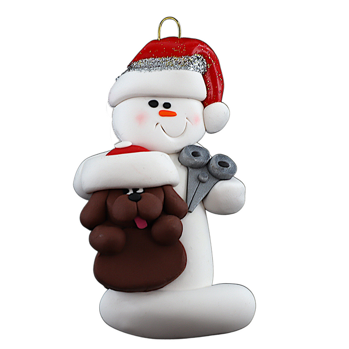 Snowman Dog Groomer Christmas Ornament