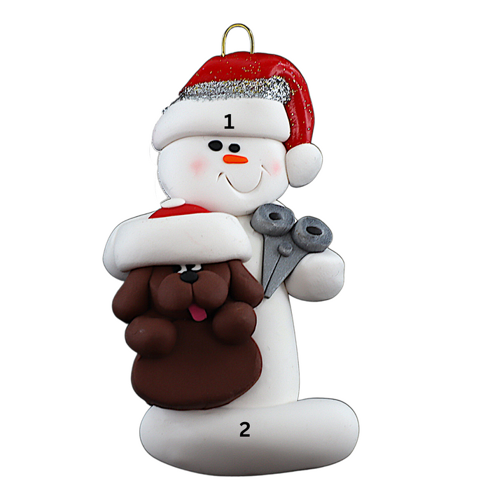 Snowman Dog Groomer Christmas Ornament