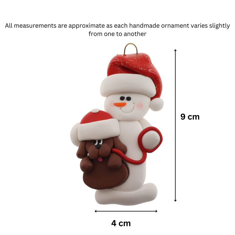 Snowman Dog Walker Christmas Ornament