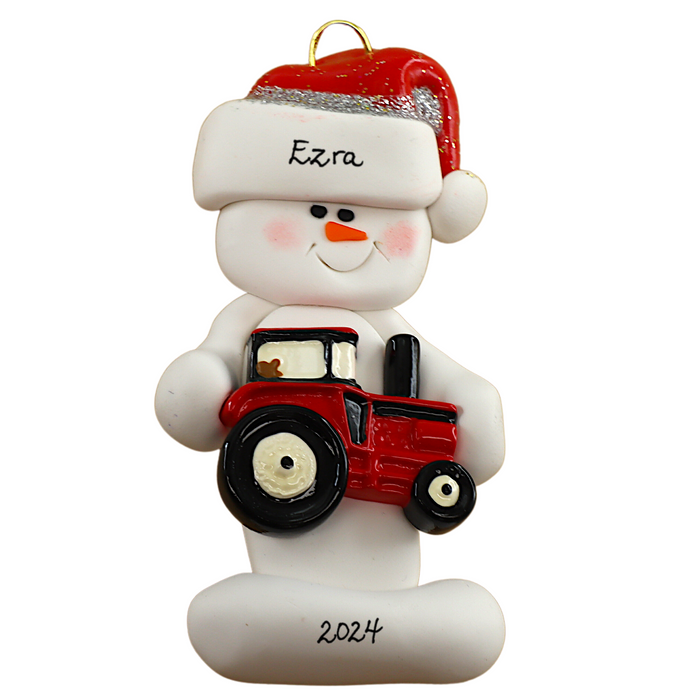 Snowman Farmer Christmas Ornament