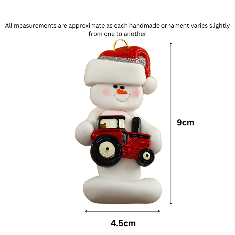 Snowman Farmer Christmas Ornament