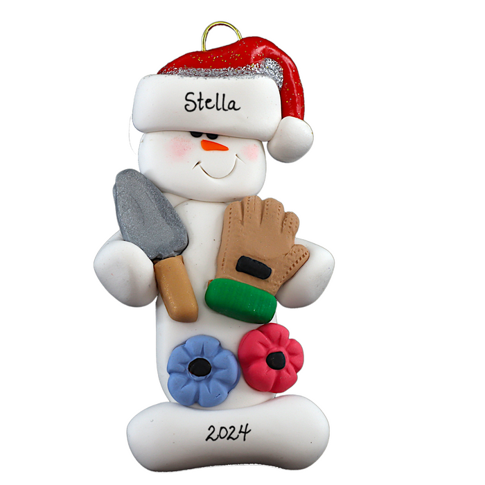 Snowman Gardener Ornament - Flowers