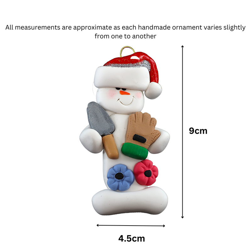 Snowman Gardener Christmas Ornament - Flowers