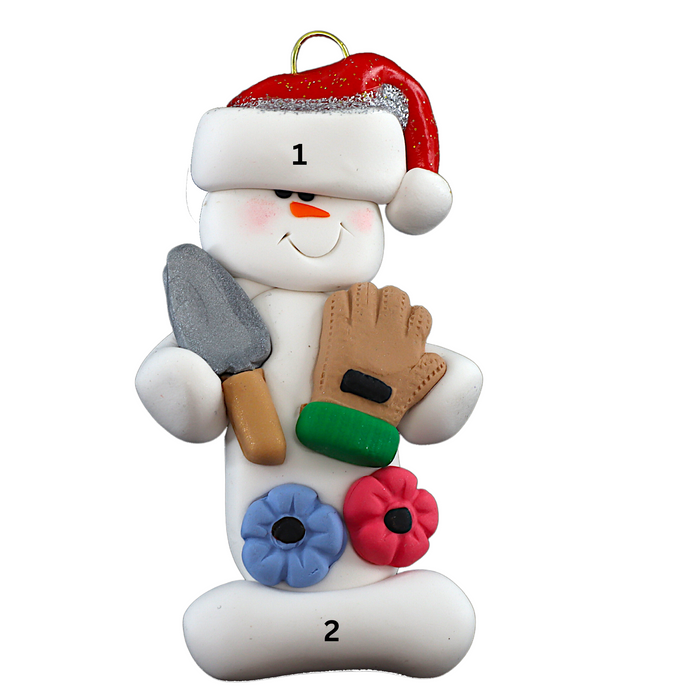 Snowman Gardener Ornament - Flowers