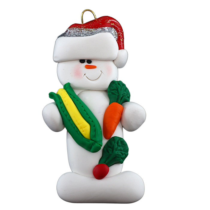 Snowman Gardener Ornament - Veggies