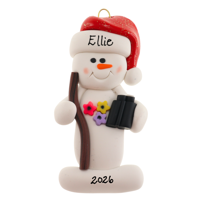 Snowman Hiker Christmas Ornament