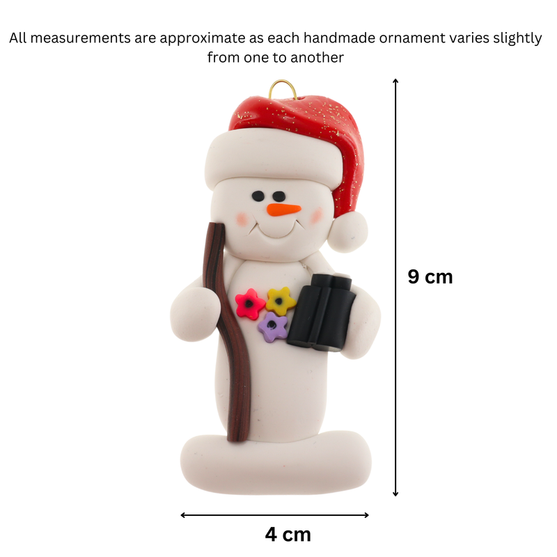 Snowman Hiker Christmas Ornament