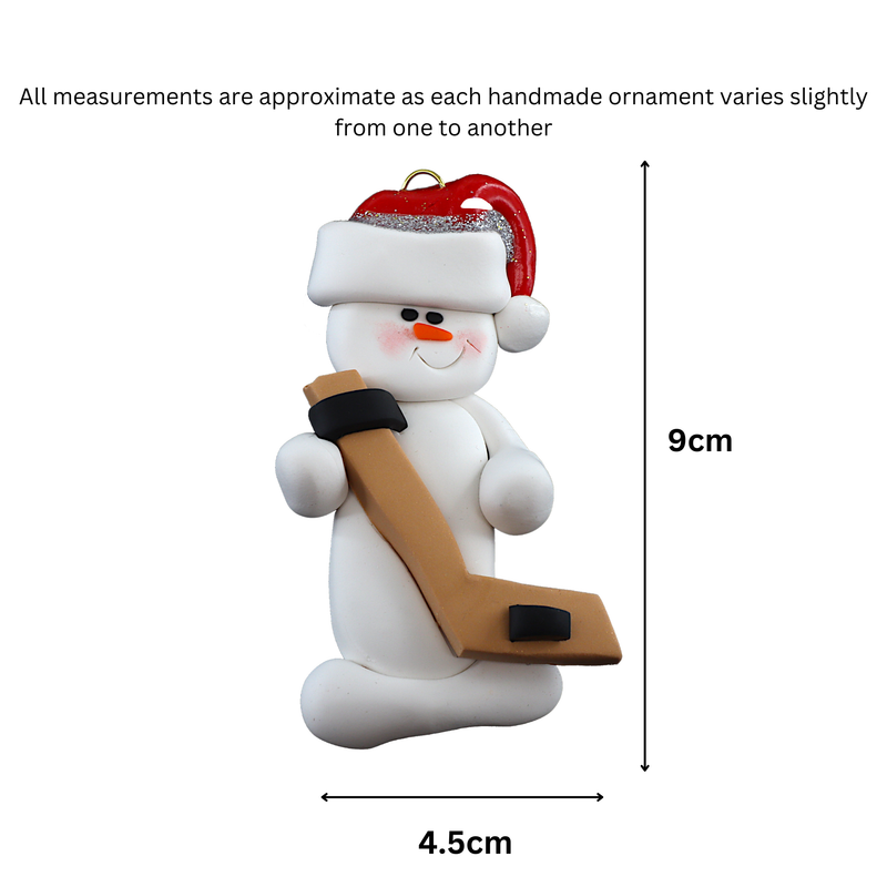 Snowman Hockey Player Christmas Ornament