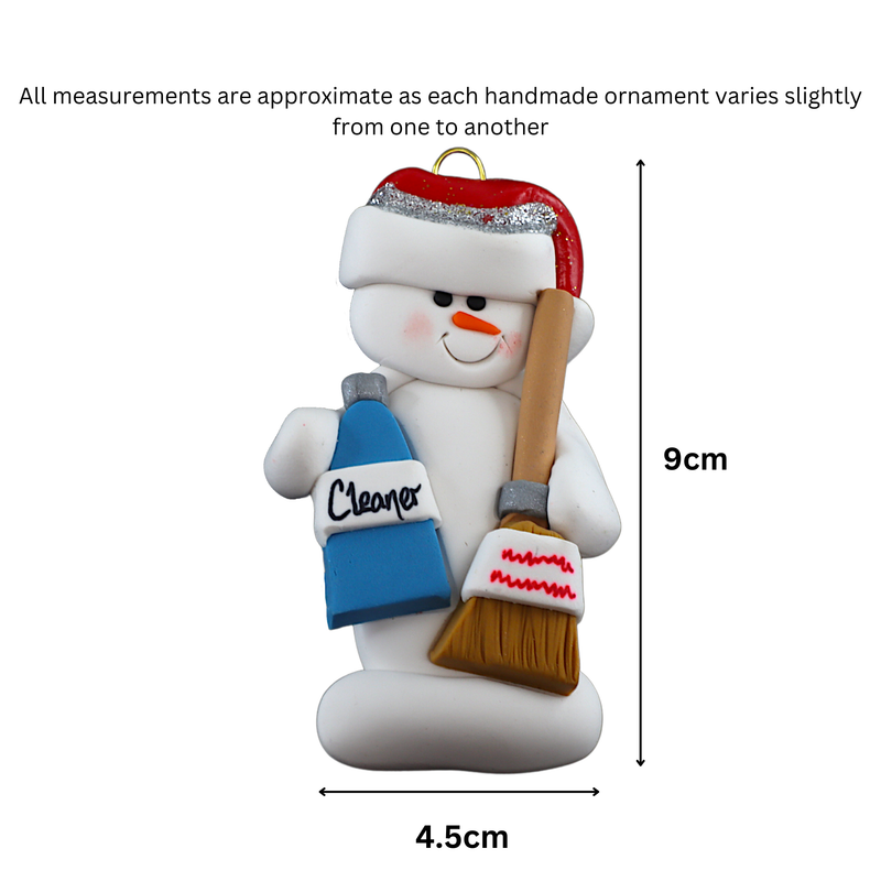 Snowman House Cleaner Christmas Ornament
