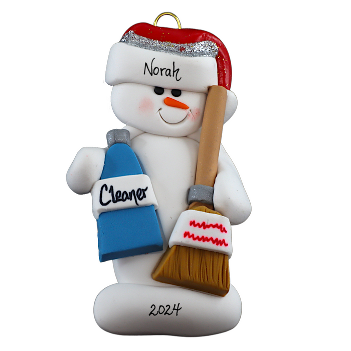 Snowman House Cleaner Ornament