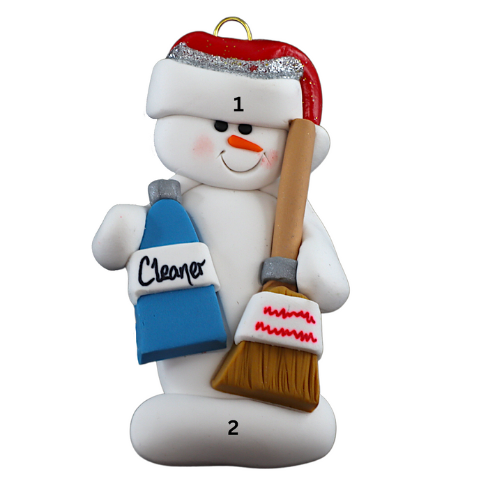 Snowman House Cleaner Ornament