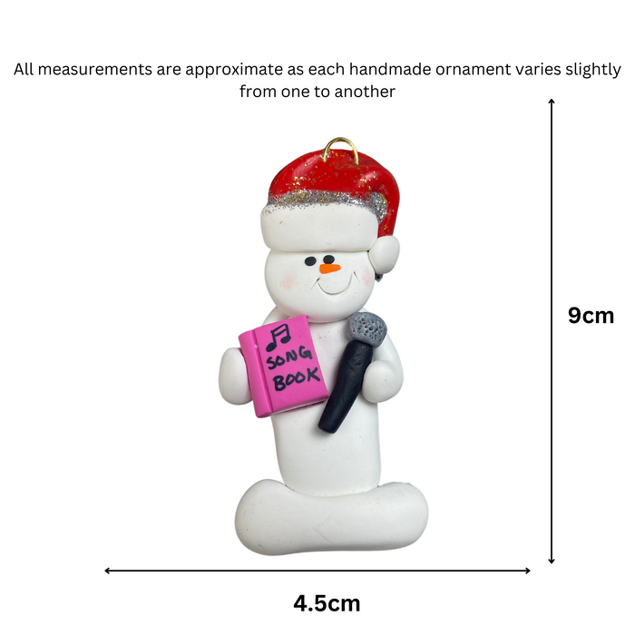 Snowman Karaoke Singer Pink Ornament