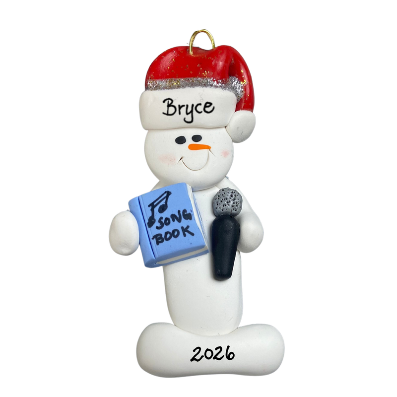 Snowman Singer Christmas Ornament - Blue