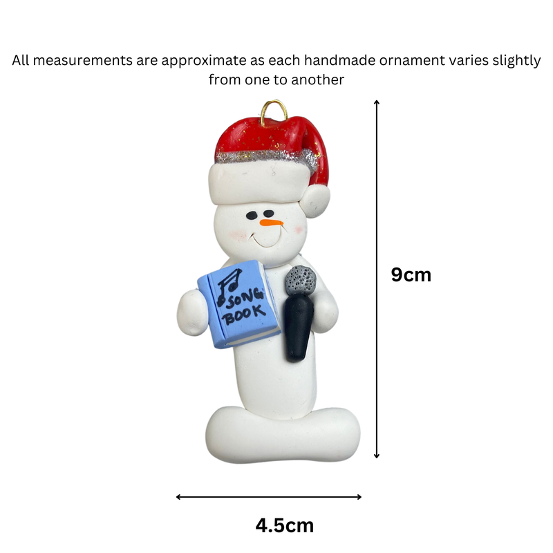 Snowman Singer Christmas Ornament - Blue