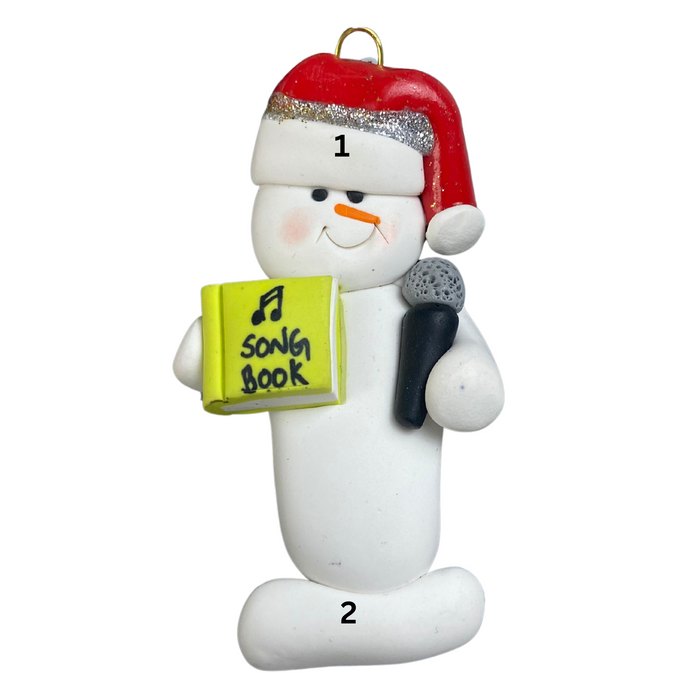 Snowman Karaoke Singer Green Ornament