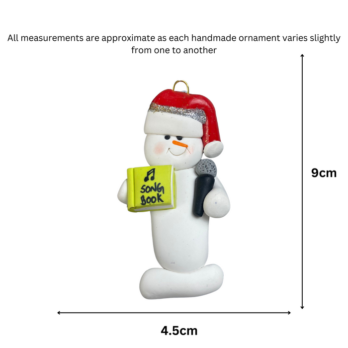 Snowman Karaoke Singer Green Ornament