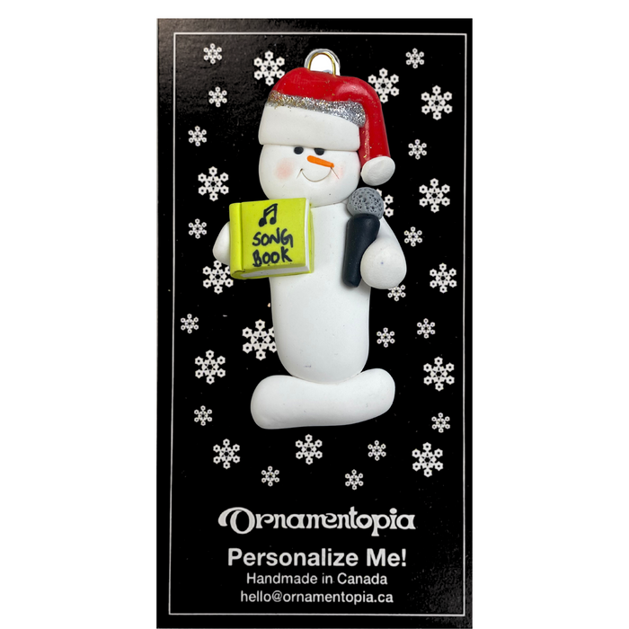 Snowman Karaoke Singer Green Ornament