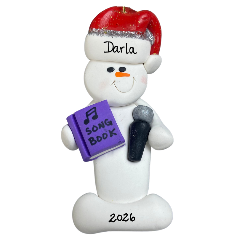 Snowman Karaoke Singer Christmas Ornament - Purple