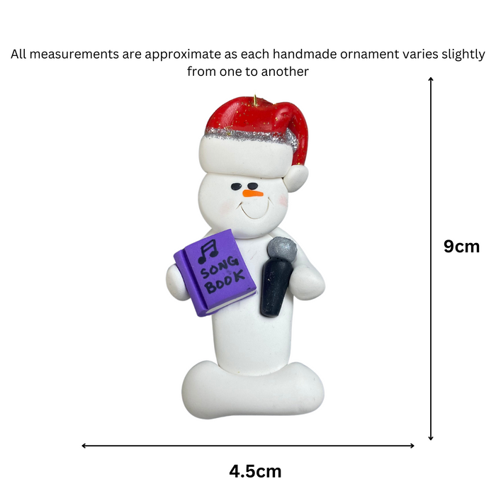 Snowman Karaoke Singer Purple Ornament