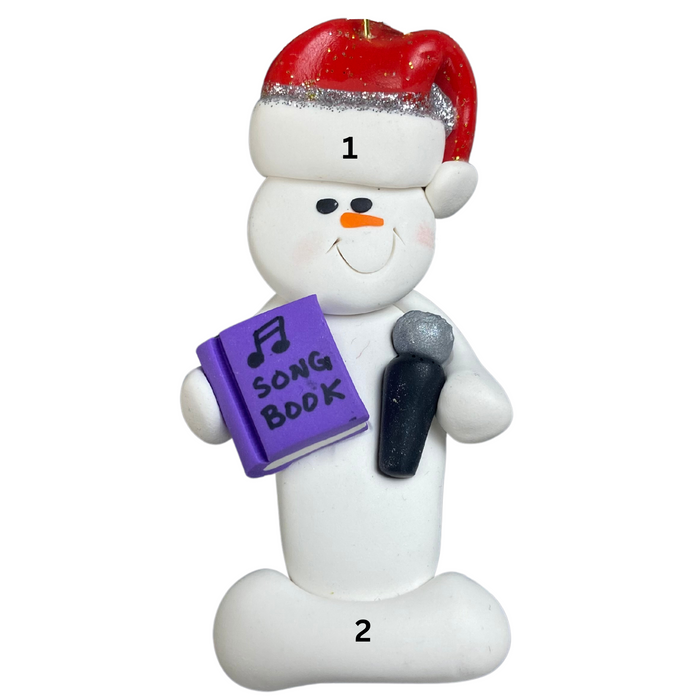 Snowman Karaoke Singer Purple Ornament