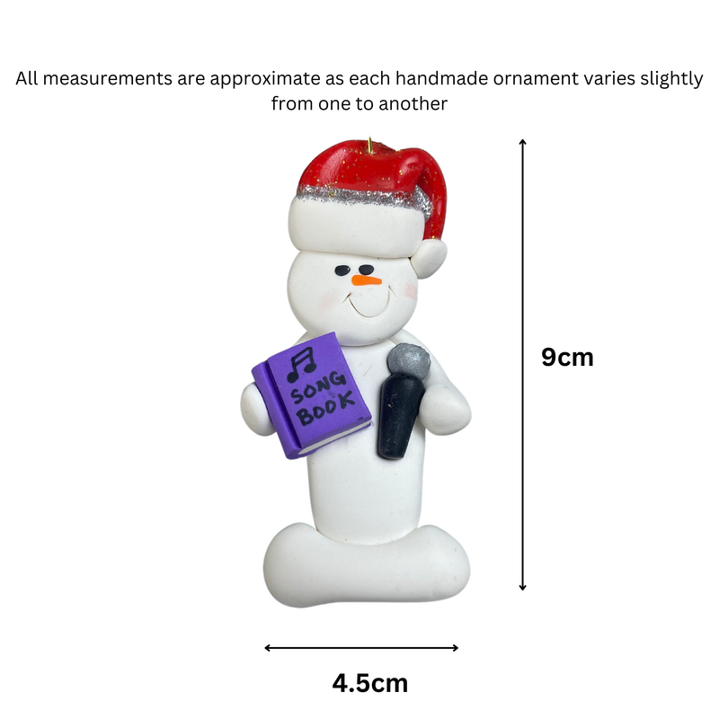 Snowman Karaoke Singer Christmas Ornament - Purple