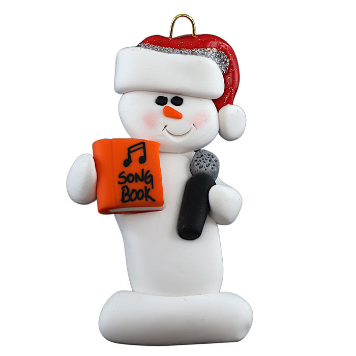 Snowman Karaoke Singer Orange Ornament