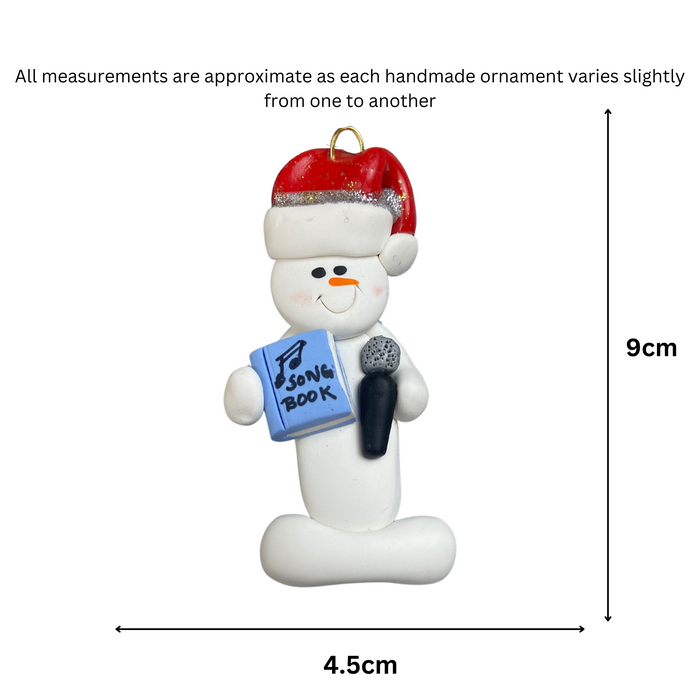 Snowman Karaoke Singer Blue Ornament