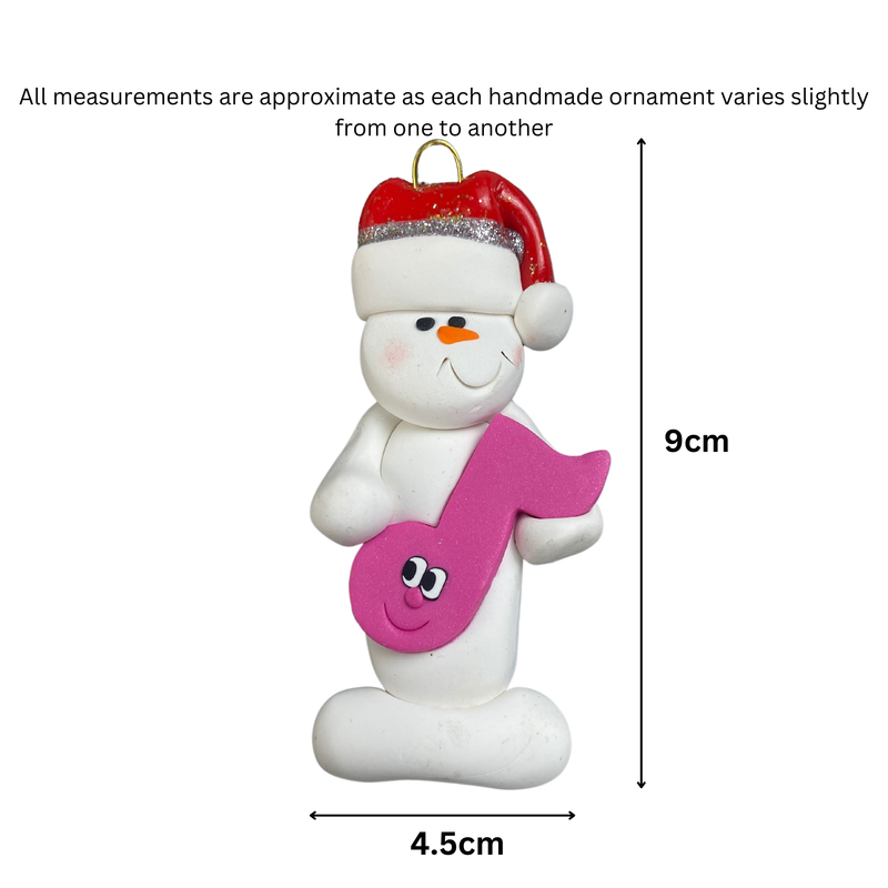 Snowman Music Lover Pink Christmas Ornament