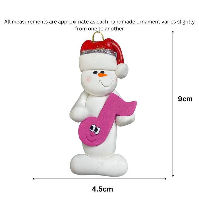 Snowman Music Lover Pink Ornament