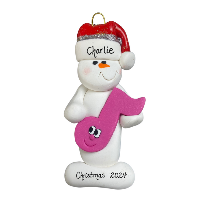 Snowman Music Lover Pink Ornament