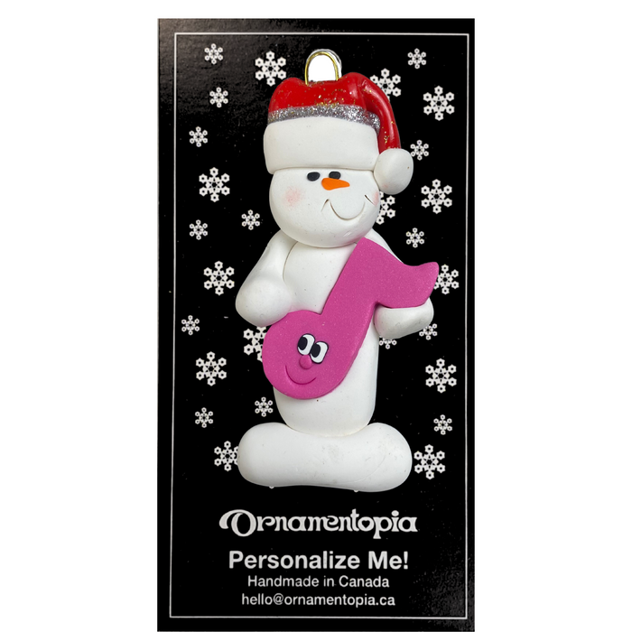 Snowman Music Lover Pink Ornament