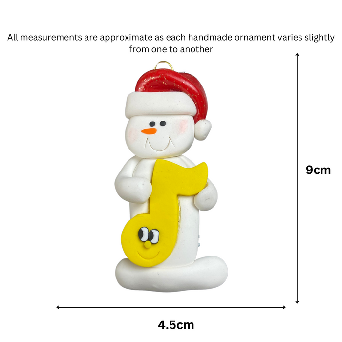 Snowman Music Lover Yellow Ornament