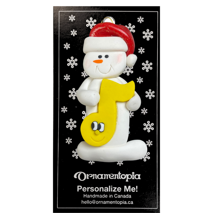 Snowman Music Lover Yellow Ornament