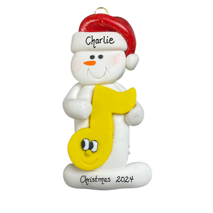 Snowman Music Lover Yellow Ornament