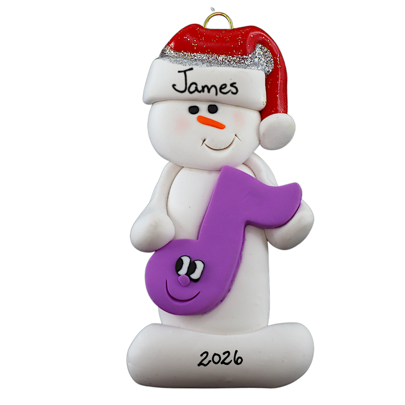 Snowman Music Lover Purple Christmas Ornament