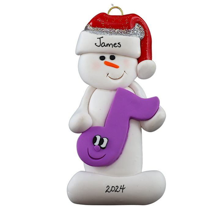 Snowman Music Lover Purple Ornament