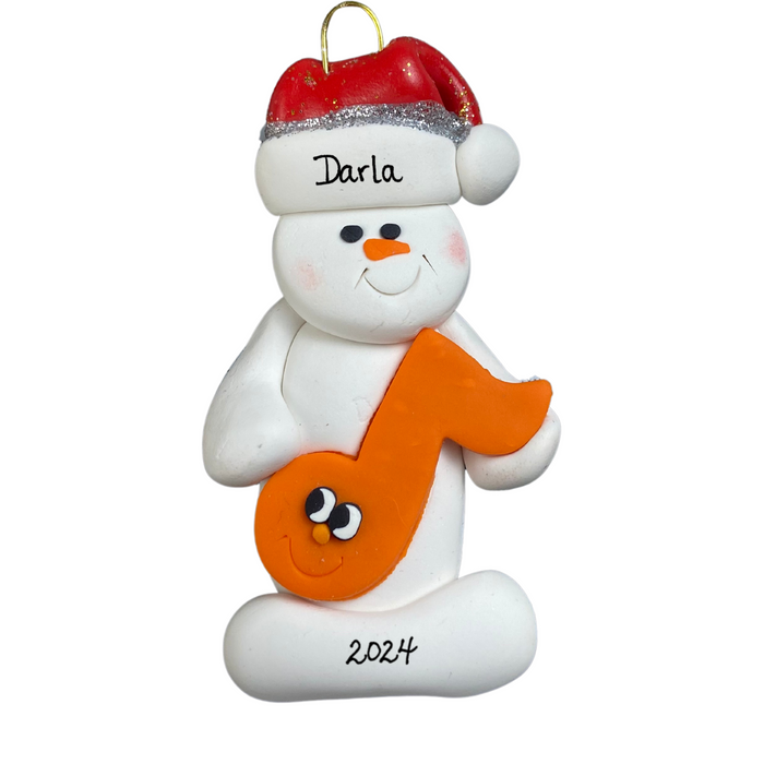 Snowman Music Lover Orange Ornament