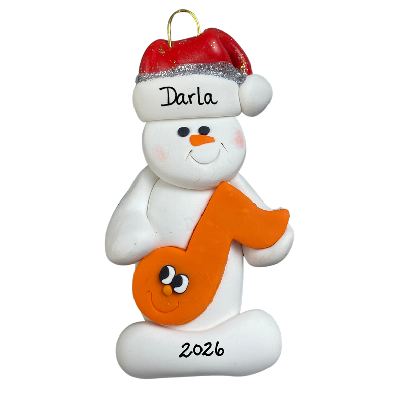 Snowman Music Lover Orange Christmas Ornament