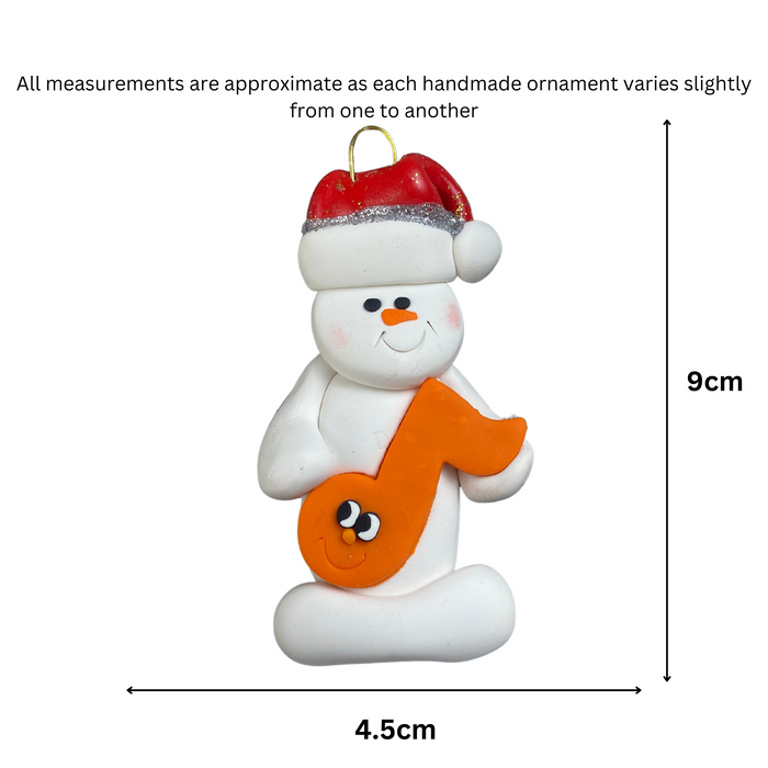 Snowman Music Lover Orange Ornament