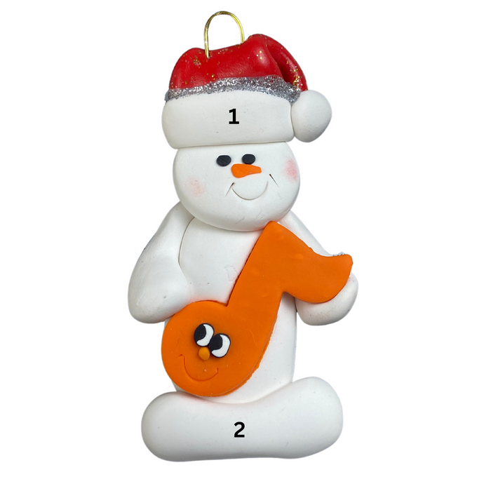 Snowman Music Lover Orange Ornament