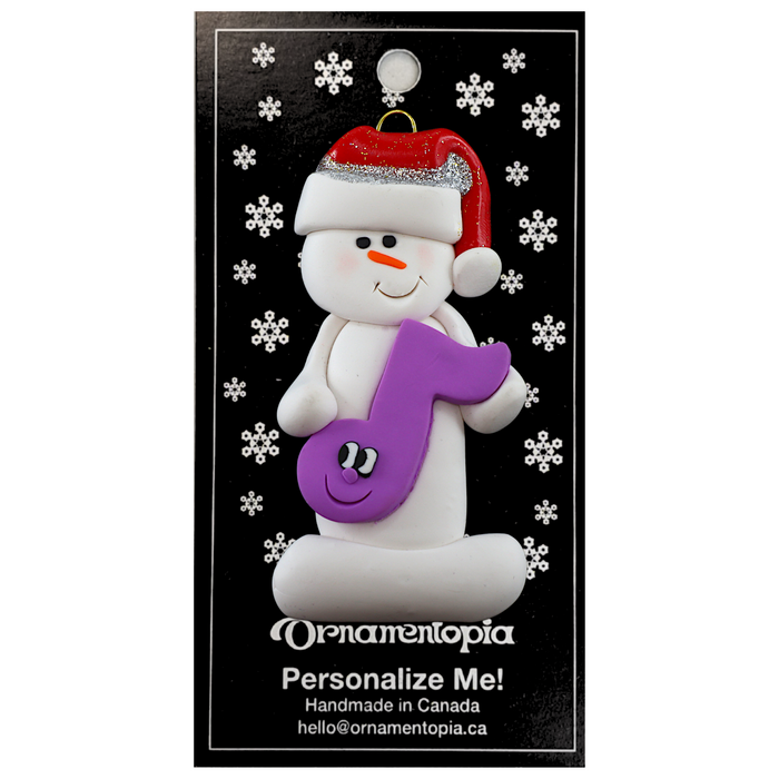 Snowman Music Lover Purple Ornament