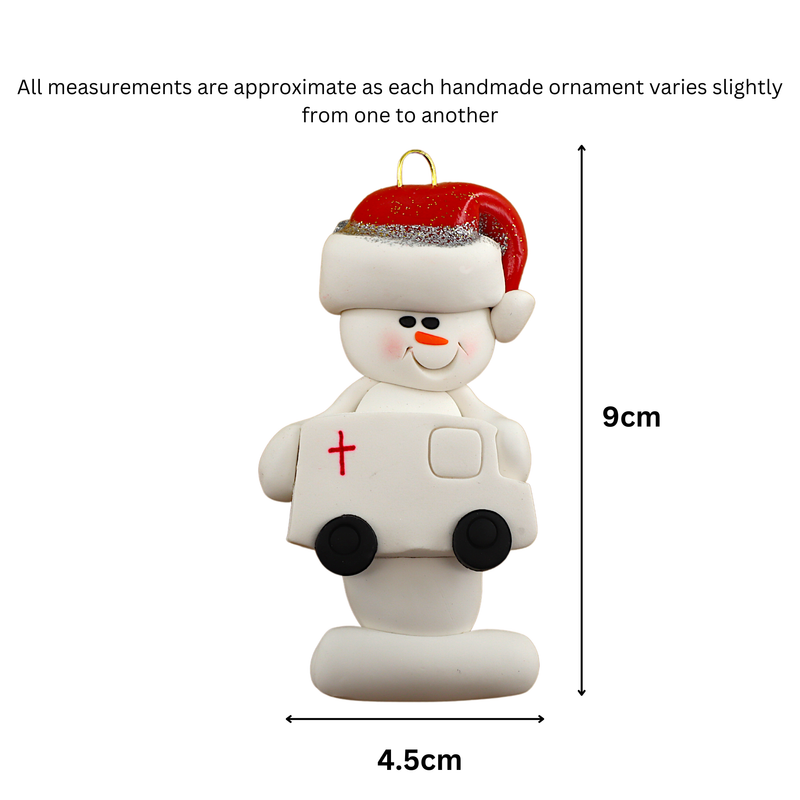 Snowman Paramedic Christmas Ornament
